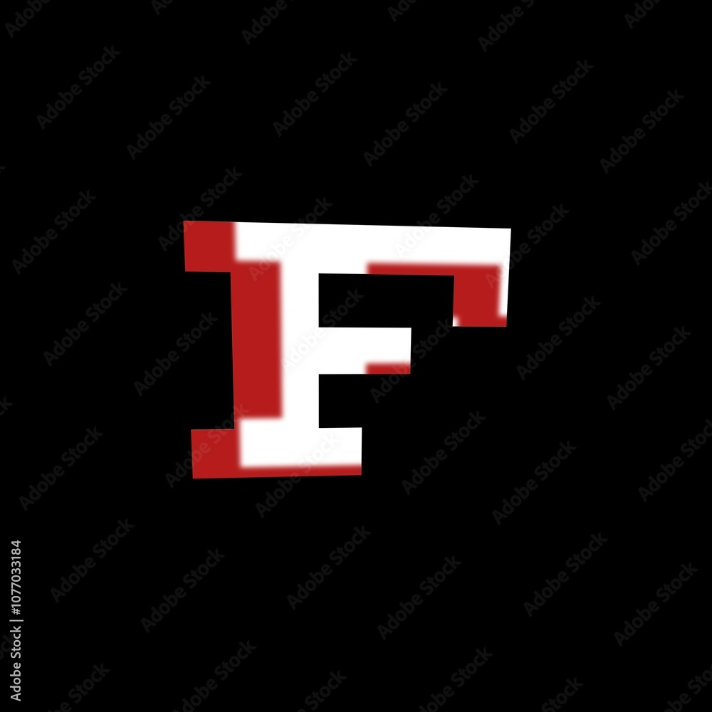 Bold 3D Letter F with Red and White Shadow Effect on Black Background Bold 3D Letter F with Red and White Shadow Effect on Black Background