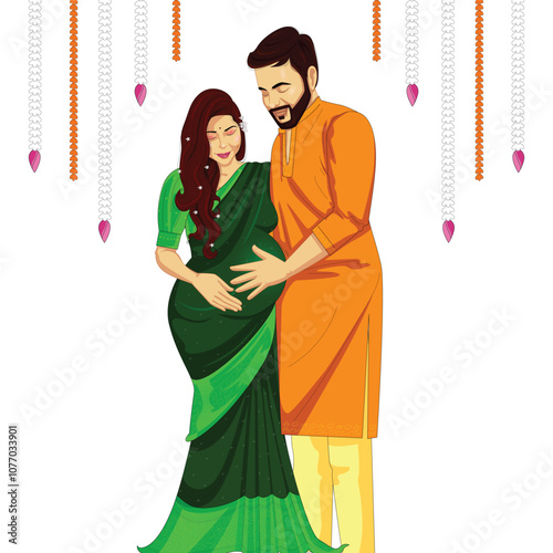 Indian baby shower invitation vector