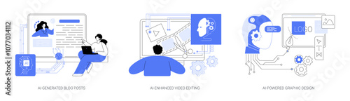 AI-Enhanced software abstract concept vector illustrations.