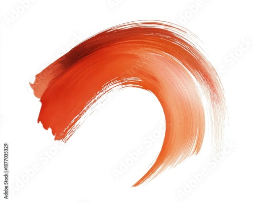 Abstract orange brush stroke on a white isolated background. photo