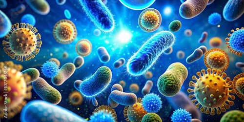 Microscopic World A Colorful Tapestry of Bacteria and Viruses, Microorganisms, Infection photo