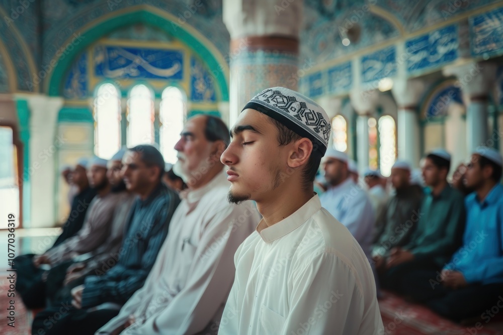 Fototapeta premium Praying in the mosque man accessory.