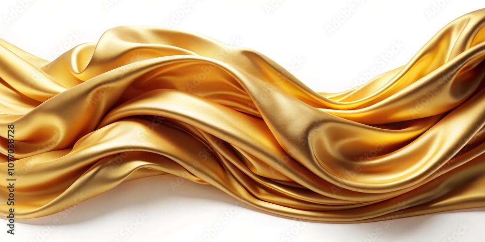 Obraz premium Abstract Golden Fabric Drape, 3D Render, Fabric, Background
