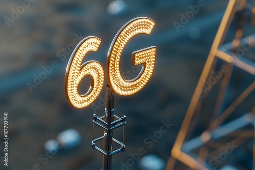6G global network technology communication antenna tower – Representing the future of connectivity, advanced telecommunications, and cutting-edge infrastructure photo