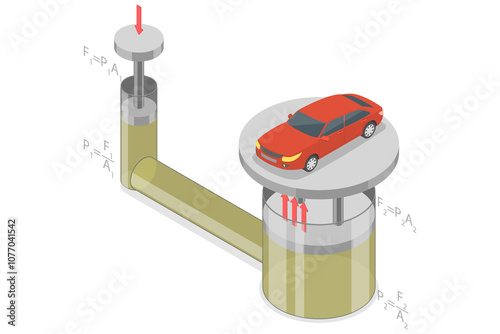 3D Isometric Flat  Illustration of Hydraulic Power Pack, An Introduction to Fluid Power Systems photo