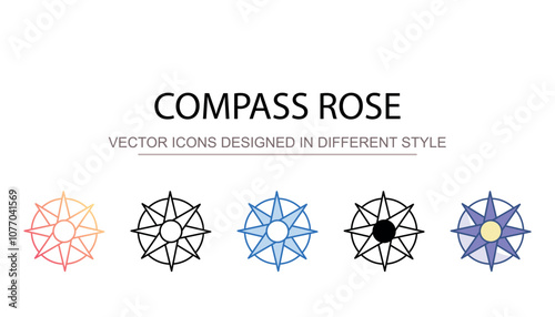 Compass Rose icon design with white background stock illustration