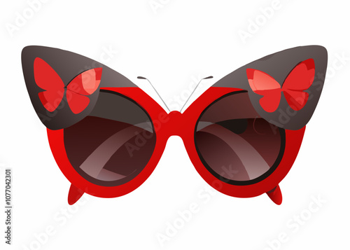 Triangle cat eyes sunglasses in retro style. Fashion summer high-pointed butterfly sun glasses. Stylish women accessory. Trendy eyewear. Colored flat vector illustration isolated on white background

