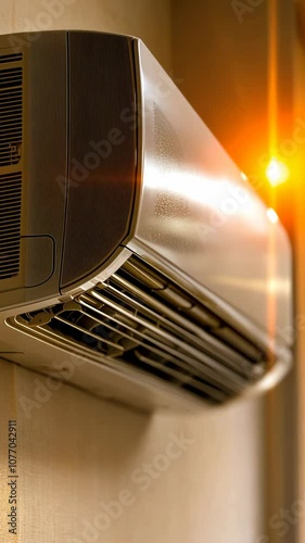 Wallpaper Mural A silver air conditioner is mounted on a wall, ready to cool a room on a hot day Torontodigital.ca