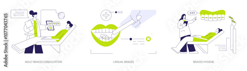 Braces for adults abstract concept vector illustrations.