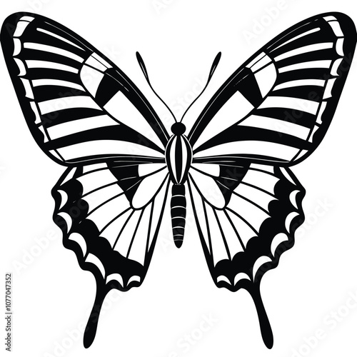 Scarce Swallowtail butterfly vector illustrations on a white background.