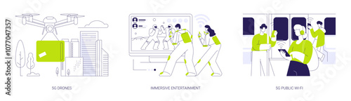 5G use cases abstract concept vector illustrations.