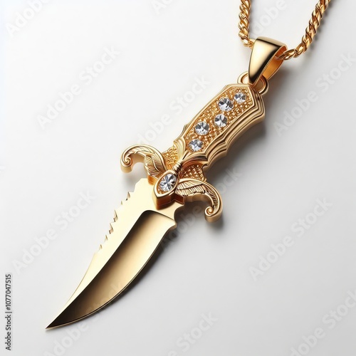 golden necklace dagger on a  background