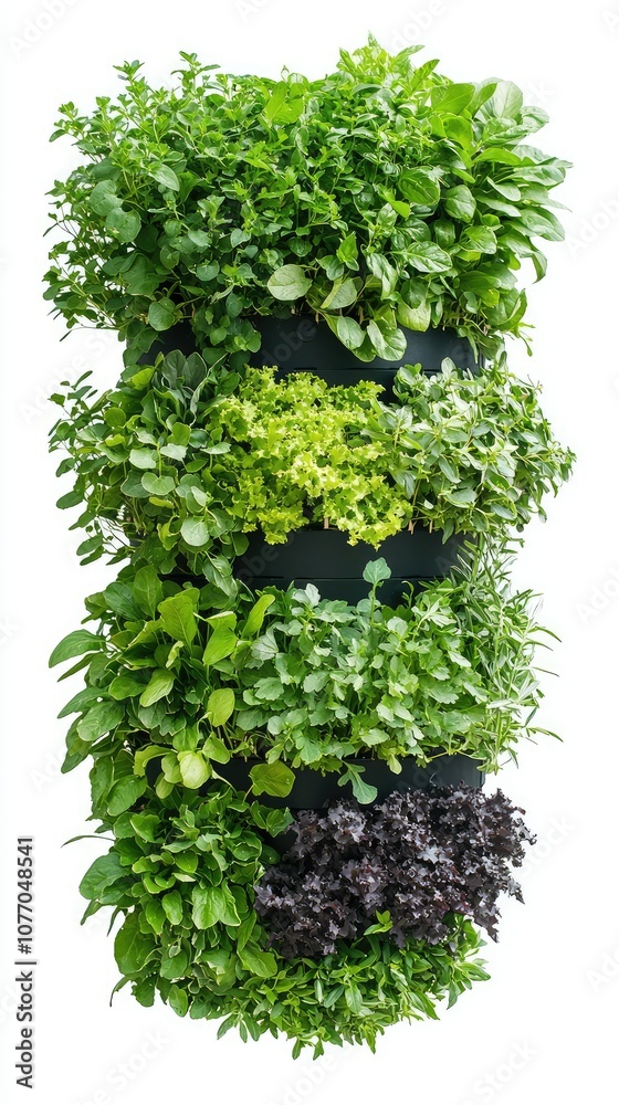 Obraz premium Vertical Planter Filled with Fresh Herbs and Greens