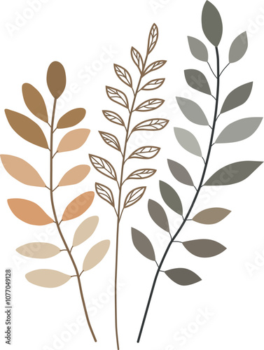 Minimalist Boho Botanical Leaf Art – Neutral Aesthetic Plant Illustration for Modern Wall Decor
