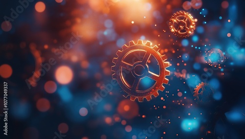 Abstract background with gears and technology, a concept of digital transformation