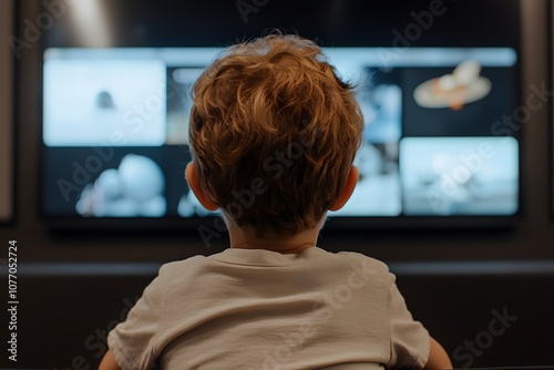 Child watching a documentary about space – Representing curiosity, education, and the wonder of exploration and science