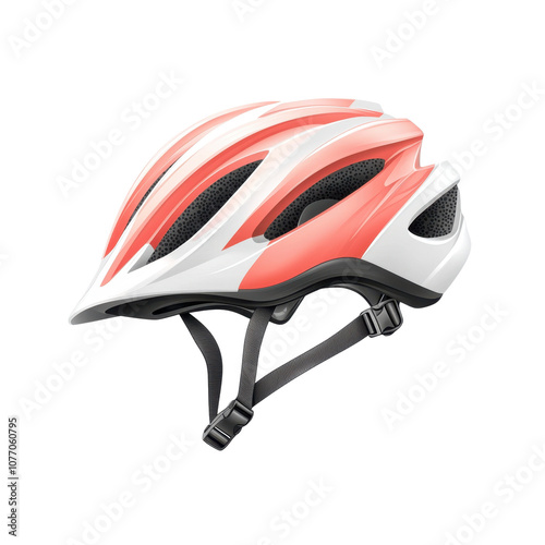 Innovative cycling helmet designed for safety and style, featuring a sleek, aerodynamic shape and vibrant colors. photo