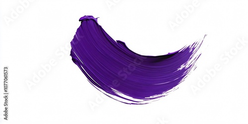 Vibrant purple paint stroke creating a dynamic crescent shape against a clean white backdrop, ideal for beauty, art, and design projects