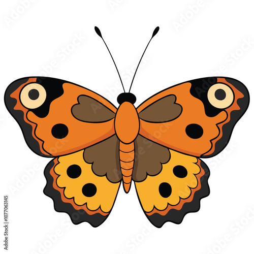 Small Tortoiseshell butterfly vector illustrations on a white background.