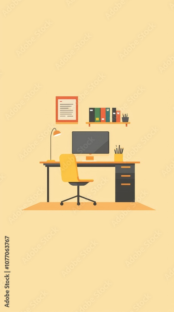 Simple Flat Design of a Home Office Setup Simple Flat Design of a Home Office Setup