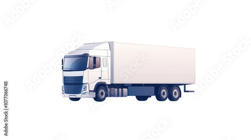 White delivery truck on a transparent background, ideal for transport and logistics design projects. photo