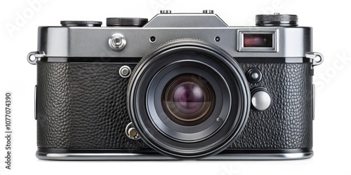 Vintage Silver and Black Rangefinder Camera, Photography, Old Camera