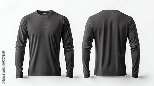 Black long sleeve t-shirt mockup, front and back. photo