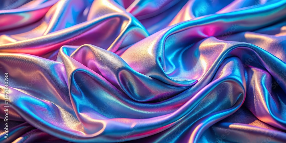 Obraz premium Abstract Iridescent Silk Fabric Texture, Blue and Pink, Fashion, Texture