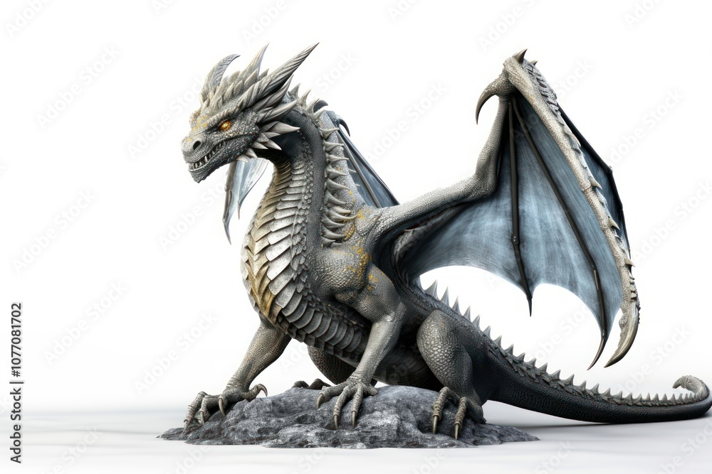 Fototapeta premium Dragon animal mythical creature white background.