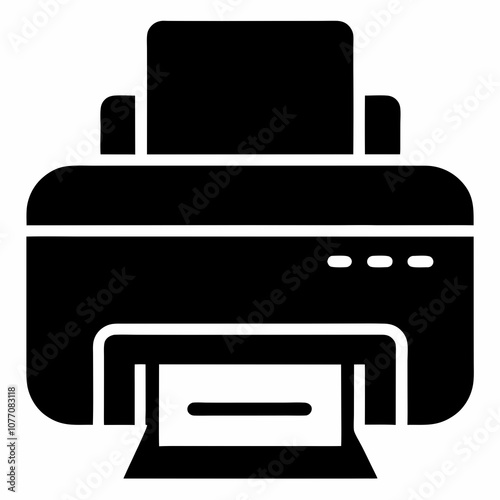 Printer icon vector black silhouette on white background