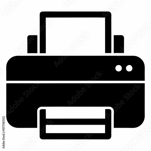 Printer icon vector black silhouette on white background