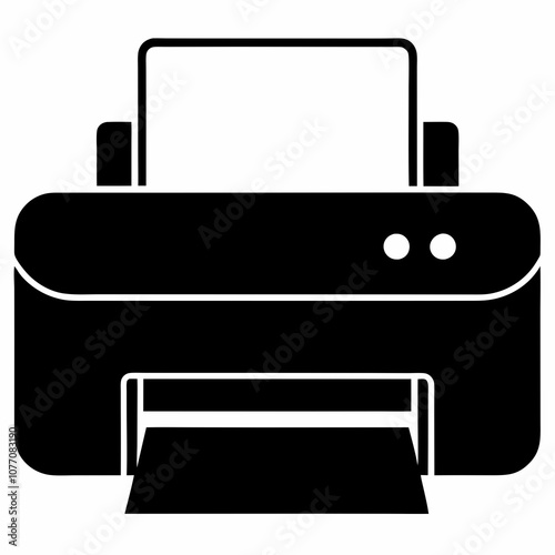 Printer icon vector black silhouette on white background