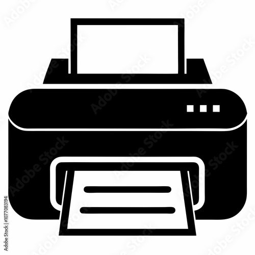 Printer icon vector black silhouette on white background