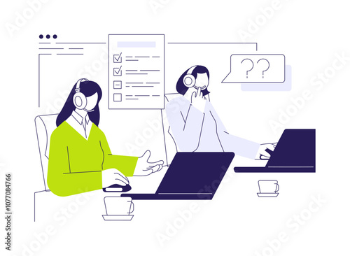 Computer assisted telephone interview abstract concept vector illustration.