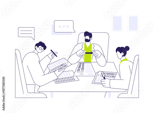 Panel survey abstract concept vector illustration.