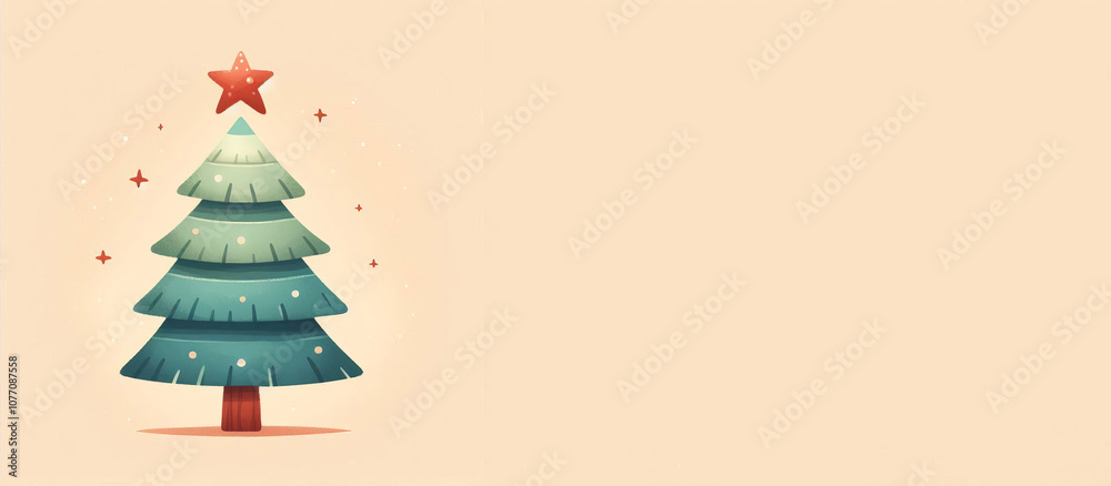 Pastel Christmas Tree with Abstract Ornaments.