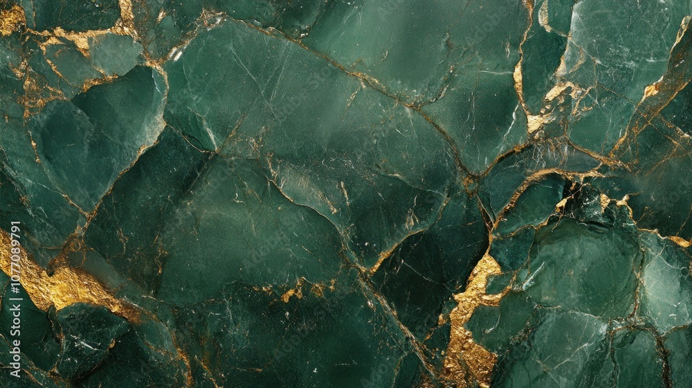 Fototapeta premium Majestic green marble with delicate golden streaks