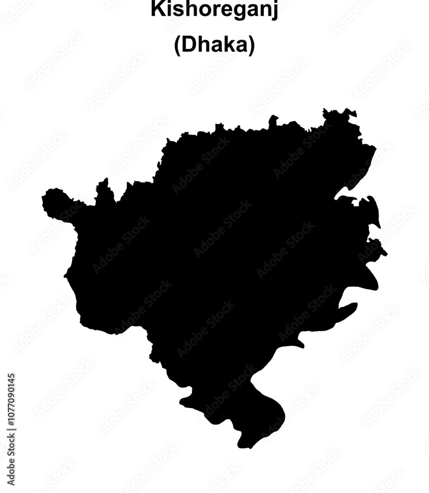 Kishoreganj district blank outline map Kishoreganj district blank outline map