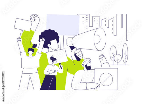 Mass protest abstract concept vector illustration.