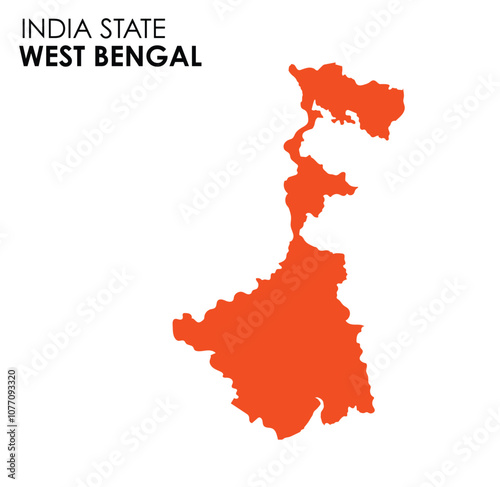 West Bengal map of Indian state. Kolkata map vector illustration. Wet Bengal vector map on white background.