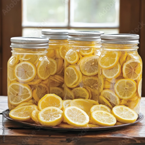 Fresh Lemon Preserved Slices**: Slice fresh lemons and preserve them in salt for a few weeks. These preserved lemons add a unique, tangy-salty flavor to Middle Eastern dishes and stews. photo