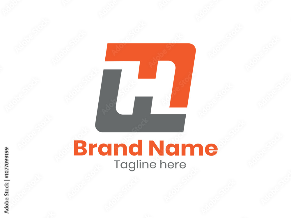 Obraz premium Rectangle Black and Orange H letter. H letter logo design. The initial letter H an uppercase monogram logo. 