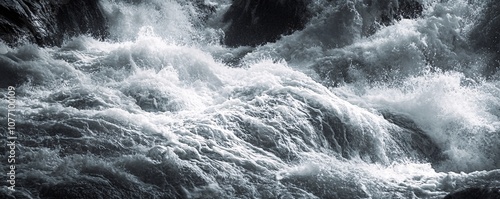 Raging whitewater rapids cascading down river photo