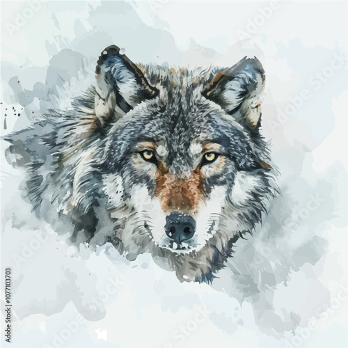 A watercolor clipart of Wolf, isolated on a white background. Wolf vector.