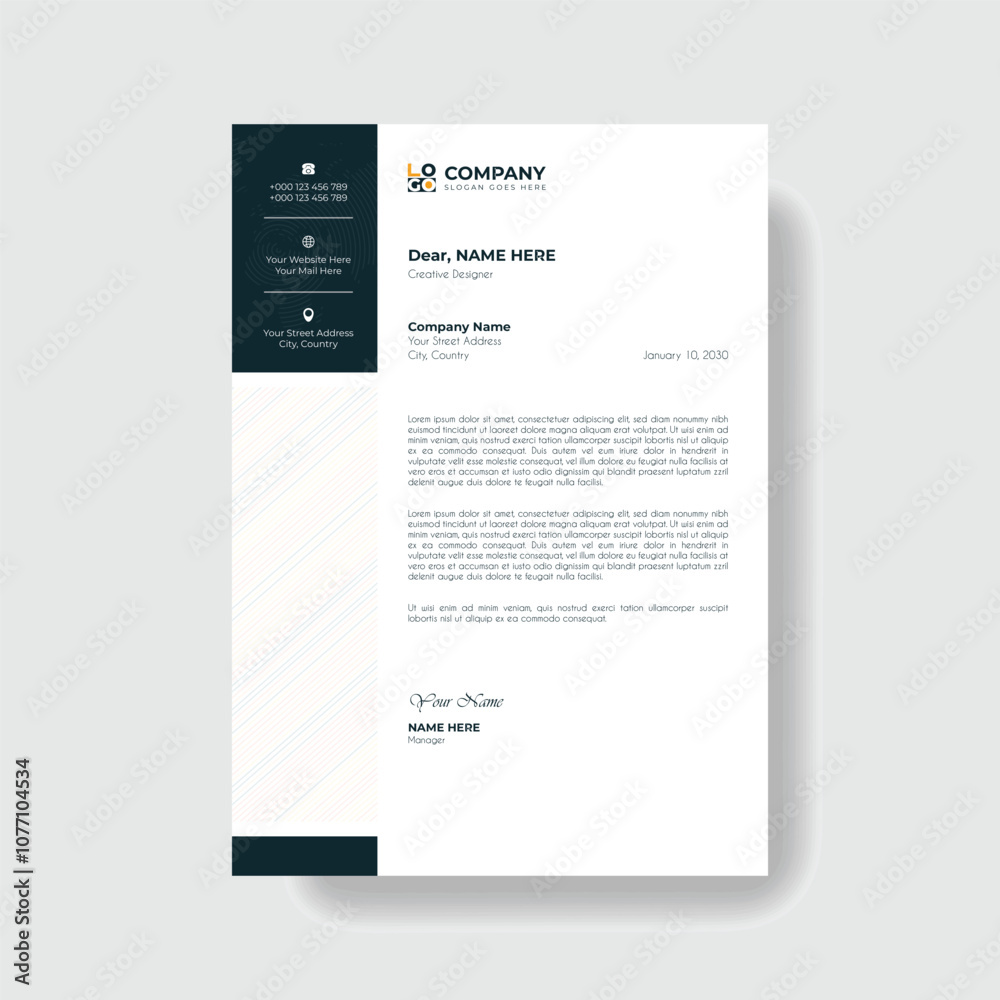 Fototapeta premium Professional And Creative Modern Corporate Business Letter Head Template. 