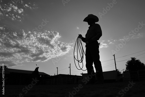 A cowboy throws a lasso photo