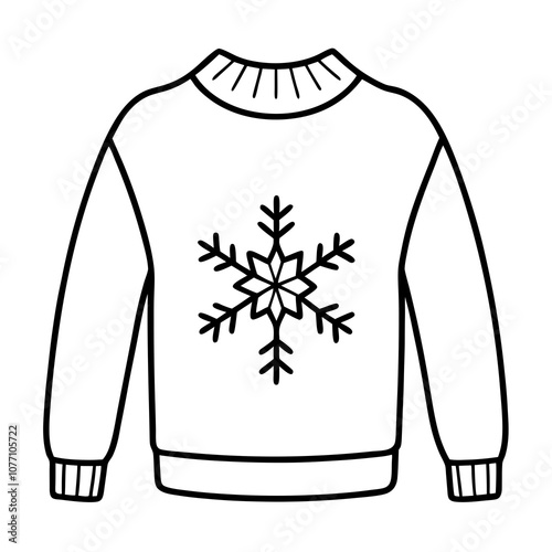 Christmas Ugly Sweater outline vector, Christmas ugly sweater line art Clipart, Sweater outline vector