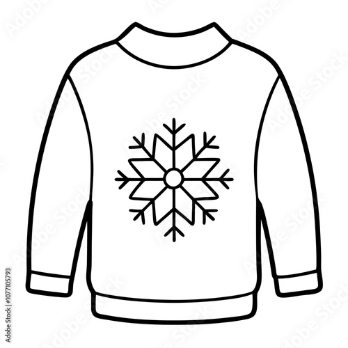 Christmas Ugly Sweater outline vector, Christmas ugly sweater line art Clipart, Sweater outline vector