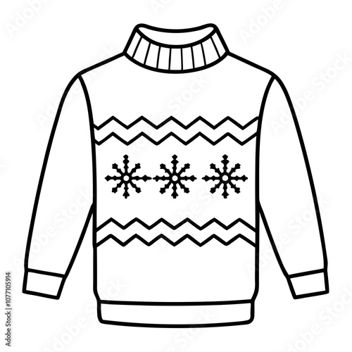 Christmas Ugly Sweater outline vector, Christmas ugly sweater line art Clipart, Sweater outline vector