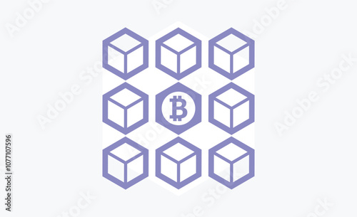 Web3 bitcoin on blockchain network with computer screen icon